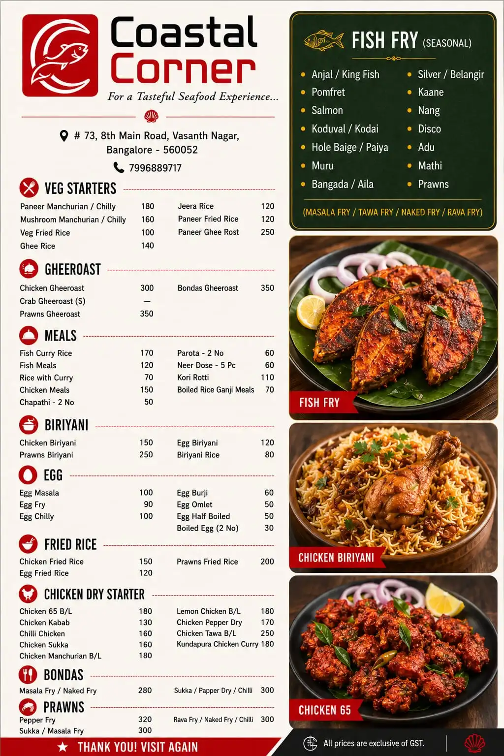 Coastal Corner Premium Menu Spread